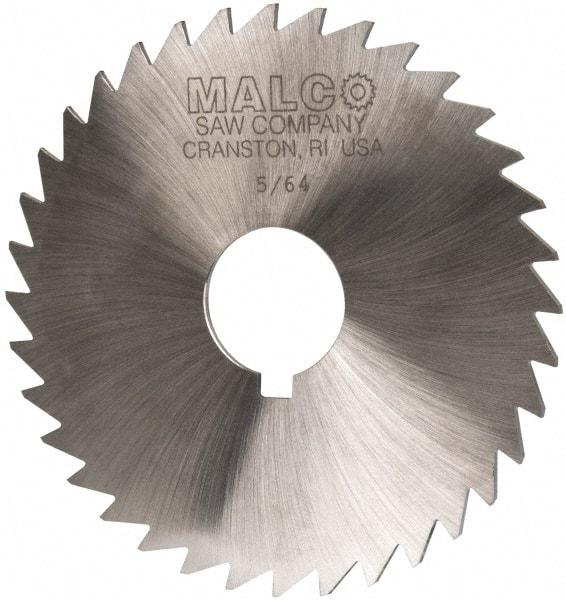 Made in USA - 4" Diam x 5/64" Blade Thickness x 1" Arbor Hole Diam, 36 Tooth Slitting and Slotting Saw - Arbor Connection, Right Hand, Uncoated, High Speed Steel, Concave Ground, Contains Keyway - Caliber Tooling