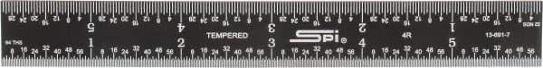 SPI - 6" Long, 1/64, 1/32, 1/16, 1/8" Graduation, Rigid Steel Rule - 4R Graduation Style, 3/4" Wide, Black, Black Chrome Finish - Caliber Tooling