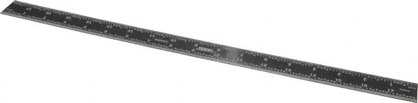 SPI - 18" Long, 1/64, 1/32" and 0.5, 1mm Graduation, Rigid Steel Rule - English/Metric Graduation Style, 1-1/8" Wide, Black, Black Chrome Finish - Caliber Tooling