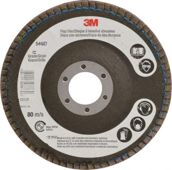 3M - 40 Grit, 4-1/2" Disc Diam, 7/8 Center Hole, Type 29 Zirconia Alumina Flap Disc - Cloth Backing, Arbor Attaching System, Coated - Caliber Tooling