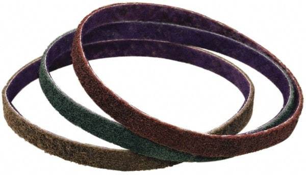 3M - 3-1/2" Wide x 15-1/2" OAL, Aluminum Oxide Abrasive Belt - Aluminum Oxide, Medium, Nonwoven, Series DF-BL - Caliber Tooling