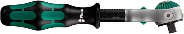 Wera - 1/4" Drive Round Head Ratchet - Satin Finish, 6" OAL, 72 Gear Teeth, Ergonomic with Speed Tube Handle, Locking Flex Head - Caliber Tooling