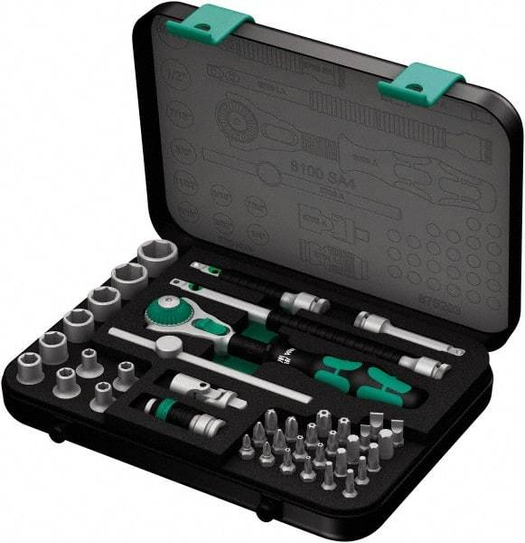 Wera - 41 Piece 1/4" Drive Socket & Bit Set - Comes in Molded Steel Case with High Density Foam Insert - Caliber Tooling