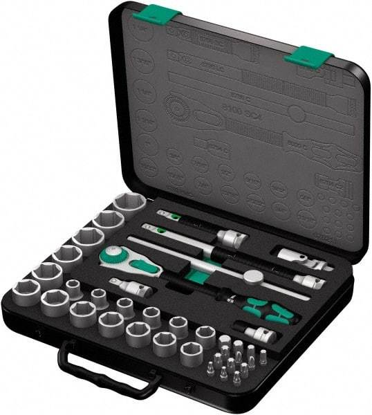 Wera - 38 Piece 1/2" Drive Socket & Bit Set - Comes in Molded Steel Case with High Density Foam Insert - Caliber Tooling