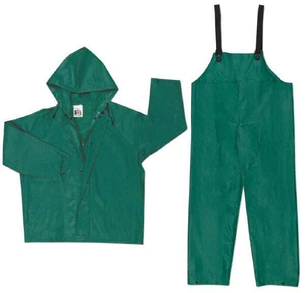 MCR Safety - Size 7XL, Green, Chemical, Rain Two Piece Suit - Attached Hood - Caliber Tooling