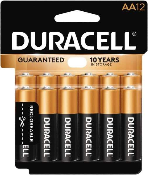 Duracell - Size AA, Alkaline, 12 Pack, Standard Battery - 1.5 Volts, Button Tab Terminal - Caliber Tooling