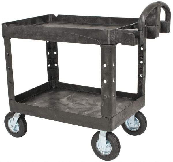 Rubbermaid - 500 Lb Capacity, 25" Wide x 43-7/8" Long x 35-3/4" High Standard Utility Cart - 2 Shelf, Plastic - Caliber Tooling