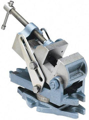 Palmgren - 2-7/8" Jaw Width, 2-1/2" Jaw Opening Capacity, Angle Stationary Machine Vise - Manual Operation, 1 Station, 9" Long x 3-7/8" High x 1-1/2" Deep, 30,000 psi Max Clamp Force, Cast Iron - Caliber Tooling