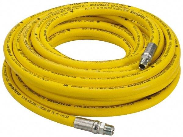 Continental ContiTech - 3/8" ID x 0.73" OD 50' Long Oil Resistant Air Hose - MNPT x MNPT Ends, 500 Working psi, -20 to 190°F, 3/8" Fitting, Yellow - Caliber Tooling