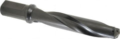 Allied Machine and Engineering - Series 2.5, 1-3/16 to 1-3/8" Diam, 1-1/4" Diam Straight Shank with Flange, Helical Flute Spade Drill - 5-3/8" Max Depth, 7-13/64" Body Length, 9-11/32" OAL, Intermediate Length, Through Coolant - Caliber Tooling