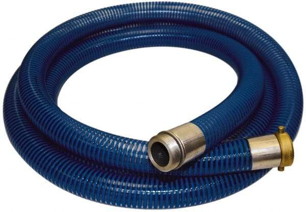 Alliance Hose & Rubber - -40 to 150°F, 1-1/2" Inside x 1.77" Outside Diam, PVC Liquid Suction & Discharge Hose - Transparent Blue, 20' Long, 29 Vacuum Rating, 89 psi Working Pressure - Caliber Tooling