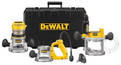 DeWALT - 2.25 hp, 8,000 to 24,000 RPM, Three Base Router Kit - 12 Amps, 1/4 and 1/2 Inch Collet - Caliber Tooling