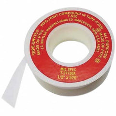 Pipe Sealing Tape; Pipe Repair Tape Type: High Density Repair Tape; Width (Inch): 1/2; Thickness (mil): 4.0000; Thickness: 4.0 mil; Color: White; Material: Polytetrafluoroethylene; Minimum Operating Temperature F: -450; Overall Length (Inch): 520; Maximum