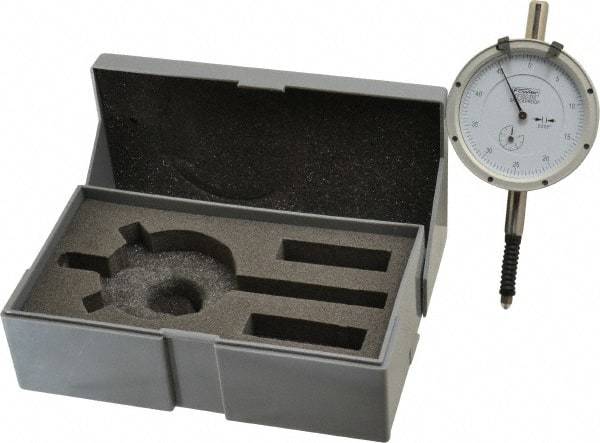 Fowler - 0.4" Range, 0-50-0 Dial Reading, 0.0005" Graduation Dial Drop Indicator - Revolution Counter - Caliber Tooling