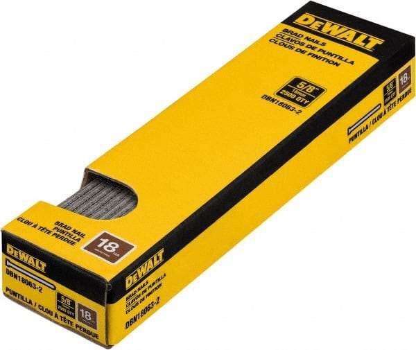 DeWALT - 18 Gauge 1" Long Finishing Nails for Power Nailers - Steel, Bright Finish, Smooth Shank, Straight Stick Collation, Brad Head, Chisel Point - Caliber Tooling