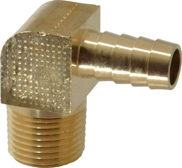 Parker - 1/2 NPT Thread Hose Barb x Male NPT 90° Elbow - 1/2" ID Hose, Lead Free Brass - Caliber Tooling