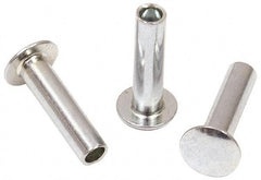 RivetKing - 0.134 to 0.141" Hole Diam, Round Head, Zinc Plated Steel, Semi Tubular Rivet - 3/8 Head Diam, 3/8" Length Under Head, 3/16 Body Diam - Caliber Tooling