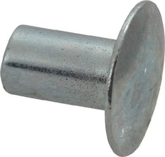 RivetKing - 0.1 to 0.17" Hole Diam, Round Head, Zinc Plated Steel, Semi Tubular Rivet - 5/16 Head Diam, 1/4" Length Under Head, 9/64 Body Diam - Caliber Tooling