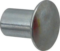 RivetKing - 0.176 to 0.184" Hole Diam, Round Head, Zinc Plated Steel, Semi Tubular Rivet - 7/16 Head Diam, 3/8" Length Under Head, 1/4 Body Diam - Caliber Tooling