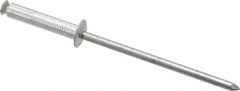 RivetKing - Dome Head Aluminum Peel Blind Rivet - Steel Mandrel, 1/8" to 0.433" Grip, 0.255" Head Diam, 0.129" Max Hole Diam, 0.630 to 0.669" Length Under Head, 1/8" Body Diam - Caliber Tooling