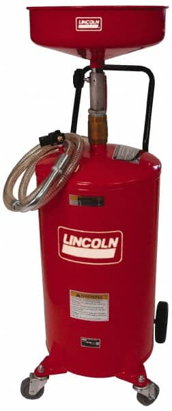 Lincoln - 18 Gal Pressurized Evacuation Drain Container with Casters - Red with 14" Bowl, 40" Long Hose - Caliber Tooling