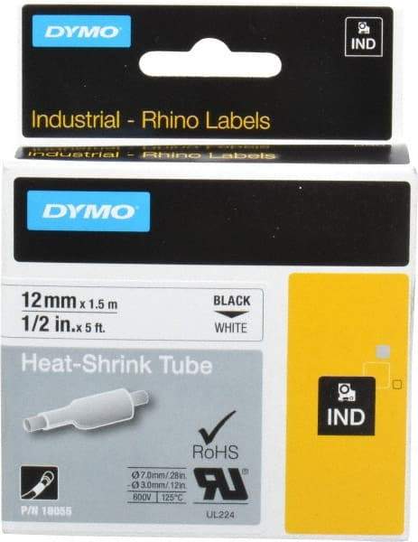 Dymo - 60" Long, White Heat Shrinkable Polyolefin Heat Shrink Tubing - For RhinoPRO 3000 - Caliber Tooling