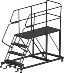 Ballymore - 68" 3 Step Single Entry Work Platform - Rolling Work Platform, 800 Lb Capacity, 30" Platform Height, 33" Base Width x 72" Base Depth, Heavy-Duty Serrated Grating - Caliber Tooling