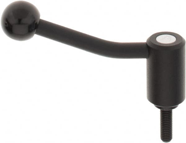 KIPP - M8 x 1.25, 0.94" Hub Diam, Steel Threaded Stud Adjustable Tension Lever with 20° Handle - 0.98" Stud Length, 3.46" OAL, 2.3" High - Caliber Tooling