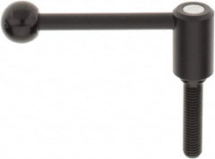 KIPP - M12 x 1.75, 0.94" Hub Diam, Steel Threaded Stud Adjustable Tension Lever with 0° Handle - 1.97" Stud Length, 3.62" OAL, 1.46" High - Caliber Tooling