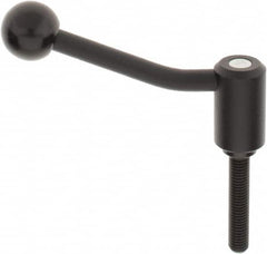 KIPP - M12 x 1.75, 1.1" Hub Diam, Steel Threaded Stud Adjustable Tension Lever with 20° Handle - 2.36" Stud Length, 4.17" OAL, 2.7" High - Caliber Tooling