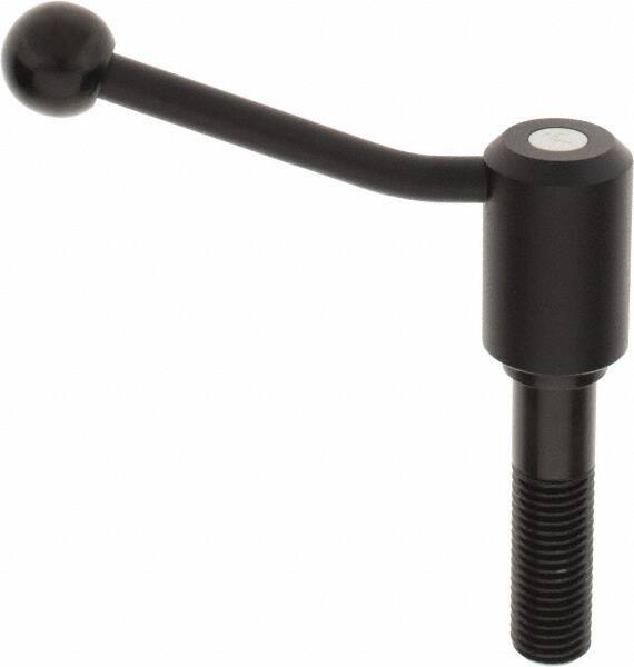 KIPP - M24 x 3.0, 1.61" Hub Diam, Steel Threaded Stud Adjustable Tension Lever with 20° Handle - 3.54" Stud Length, 5.06" OAL, 3.52" High - Caliber Tooling