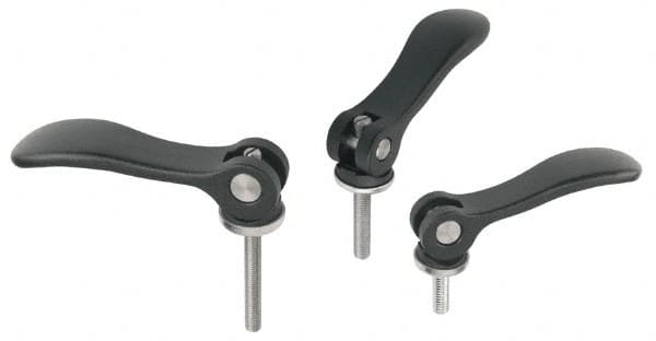 KIPP - M6 x 1.0, 0.59" Hub Diam, Black Powder Coat Cast Aluminum Adjustable Clamping Handle - 0.78" Stud Length - Caliber Tooling