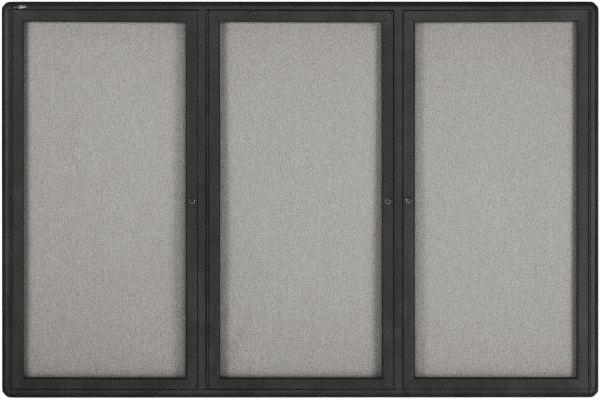 Quartet - 72" Wide x 48" High Enclosed Cork Bulletin Board - Gray - Caliber Tooling