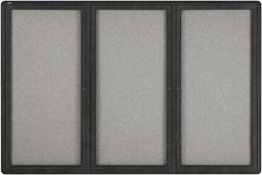 Quartet - 72" Wide x 48" High Enclosed Cork Bulletin Board - Gray - Caliber Tooling