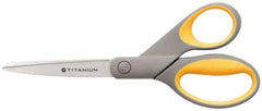 Clauss - 3-1/4" LOC, 8" OAL Titanium Standard Shears - Ambidextrous, Straight Handle, For General Purpose Use - Caliber Tooling