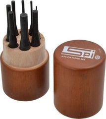 SPI - 8 Piece, 1/16 to 5/16", Pin Punch Set - Round Shank, Comes in Custom Wood Case - Caliber Tooling