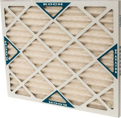 Made in USA - 16" Noml Height x 20" Noml Width x 1" Noml Depth, 30 to 35% Capture Efficiency, Wire-Backed Pleated Air Filter - MERV 8, Synthetic with Antimicrobial Protection, Integrated Beverage Board Frame, 300 Max FPM, 670 CFM, For Any Unit - Caliber Tooling