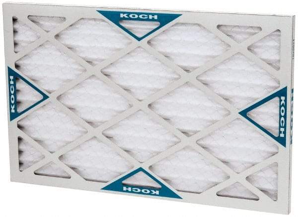 Made in USA - 16" Noml Height x 25" Noml Width x 1" Noml Depth, 30 to 35% Capture Efficiency, Wire-Backed Pleated Air Filter - MERV 8, Synthetic with Antimicrobial Protection, Integrated Beverage Board Frame, 300 Max FPM, 840 CFM, For Any Unit - Caliber Tooling