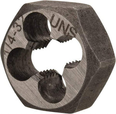 Interstate - 1/4-32 UNEF Thread, 11/16" Hex, Right Hand Thread, Hex Rethreading Die - Carbon Steel, 1/4" Thick - Exact Industrial Supply