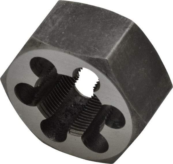 Interstate - M20x1.00 Metric Fine Thread, 1-7/16" Hex, Right Hand Thread, Hex Rethreading Die - Carbon Steel, 3/4" Thick - Exact Industrial Supply