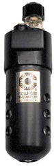 Coilhose Pneumatics - 3/8 NPT Port, 150 Max psi, Compact Lubricator - Polycarbonate Bowl, Cast Aluminum Body, 23 CFM, 120°F Max, 2" Wide x 6-1/2" High - Caliber Tooling