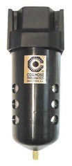 Coilhose Pneumatics - 1/2" Port, 7" High, FRL Filter with Aluminum Bowl & Manual Drain - 250 Max psi, 250°F Max, 8.5 oz Bowl Capacity - Caliber Tooling