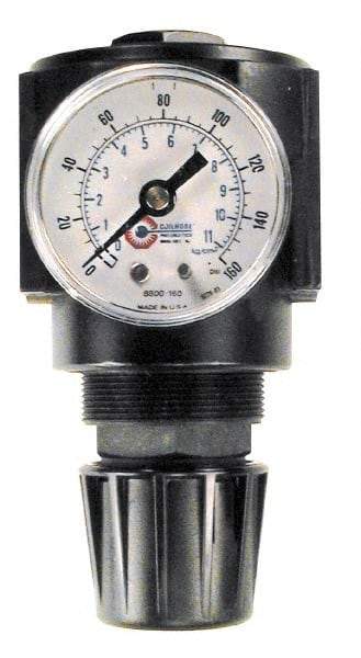 Coilhose Pneumatics - 3/8 NPT Port, 120 CFM, Cast Aluminum Standard Regulator - 0 to 60 psi Range, 250 Max psi Supply Pressure, 1/4" Gauge Port Thread, 2-3/4" Wide x 5-1/2" High - Caliber Tooling