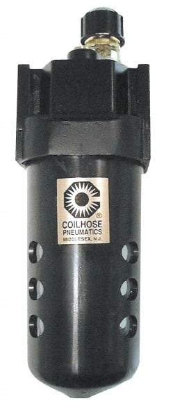 Coilhose Pneumatics - 3/8 NPT Port, 250 Max psi, Standard Lubricator - Metal Bowl with Sight Glass, Cast Aluminum Body, 160 CFM, 250°F Max, 2-3/4" Wide x 8" High - Caliber Tooling