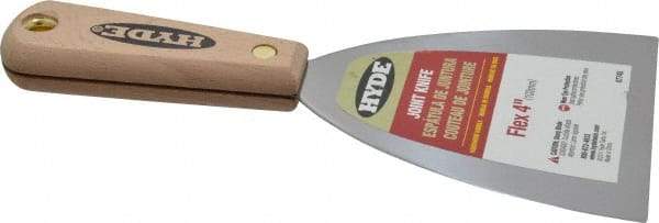 Hyde Tools - 4" Wide Steel Putty Knife - Flexible, Hardwood Handle, 7-3/4" OAL - Caliber Tooling