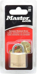 Master Lock - 5/8" Shackle Clearance, Keyed Different Solid Brasss Padlock - 3/16" Shackle Diam, Solid Brass - Caliber Tooling