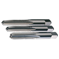 ‎3/8-16 UNC 4 Flute H3 Taper-Plug-Bottoming HSS Standard Straight Flute 3-Piece Hand Tap Set- TiN - Exact Industrial Supply