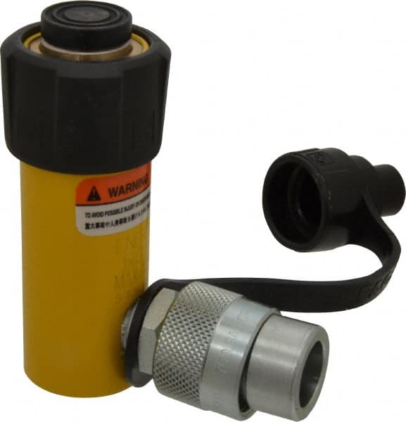 Enerpac - 5 Ton, 1" Stroke, 0.99 Cu In Oil Capacity, Portable Hydraulic Single Acting Cylinder - 0.99 Sq In Effective Area, 4.34" Lowered Ht., 5.34" Max Ht., 1.13" Cyl Bore Diam, 1" Plunger Rod Diam, 10,000 Max psi - Caliber Tooling