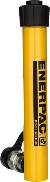 Enerpac - 5 Ton, 7" Stroke, 6.96 Cu In Oil Capacity, Portable Hydraulic Single Acting Cylinder - 0.99 Sq In Effective Area, 10.75" Lowered Ht., 17.75" Max Ht., 1.13" Cyl Bore Diam, 1" Plunger Rod Diam, 10,000 Max psi - Caliber Tooling