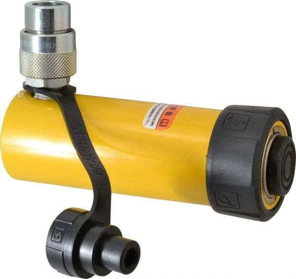 Enerpac - 10 Ton, 4.13" Stroke, 9.23 Cu In Oil Capacity, Portable Hydraulic Single Acting Cylinder - 2.24 Sq In Effective Area, 6.75" Lowered Ht., 10.88" Max Ht., 1.69" Cyl Bore Diam, 1.5" Plunger Rod Diam, 10,000 Max psi - Caliber Tooling